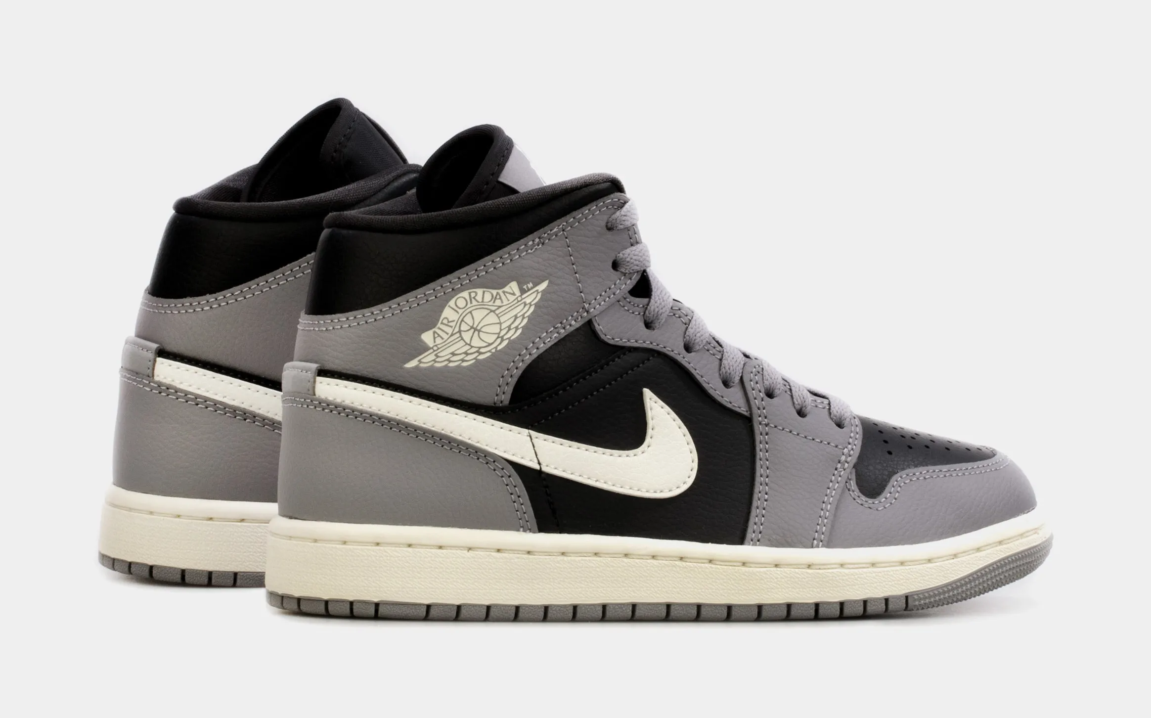 Air Jordan 1 Mid Cement Grey Womens Lifestyle Shoes (Grey/Black)