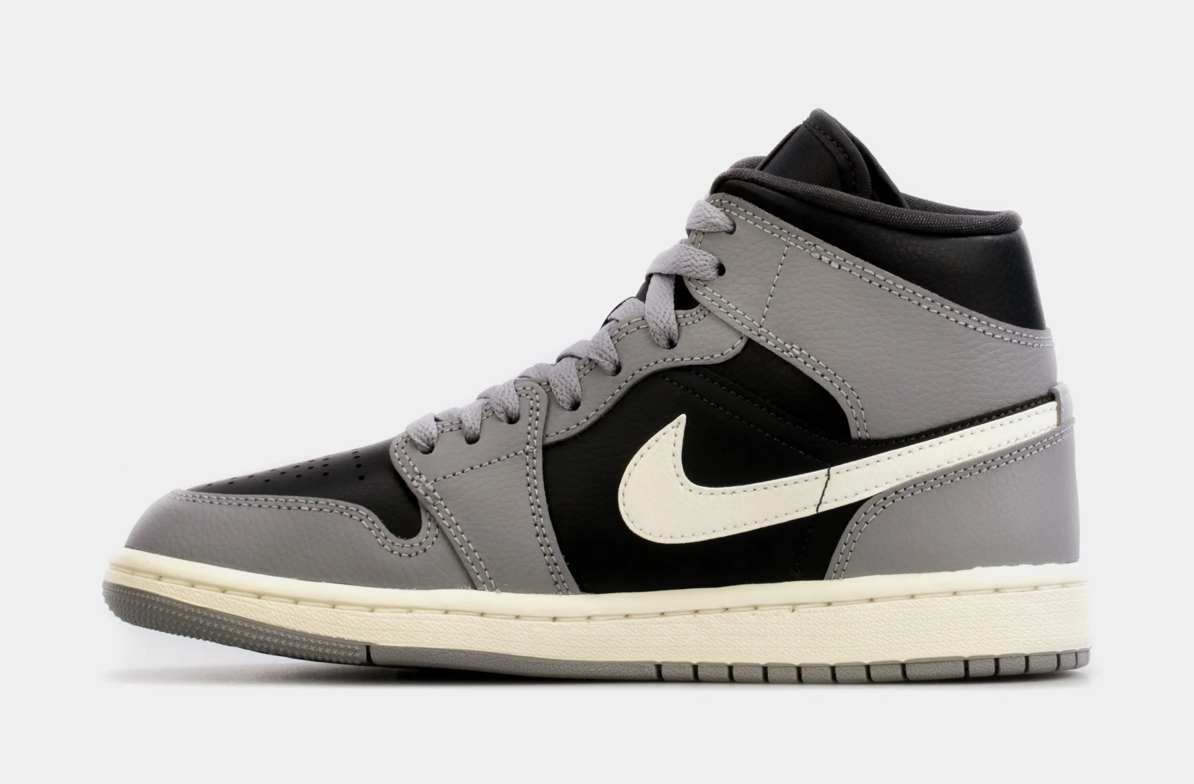 Air Jordan 1 Mid Cement Grey Womens Lifestyle Shoes (Grey/Black)