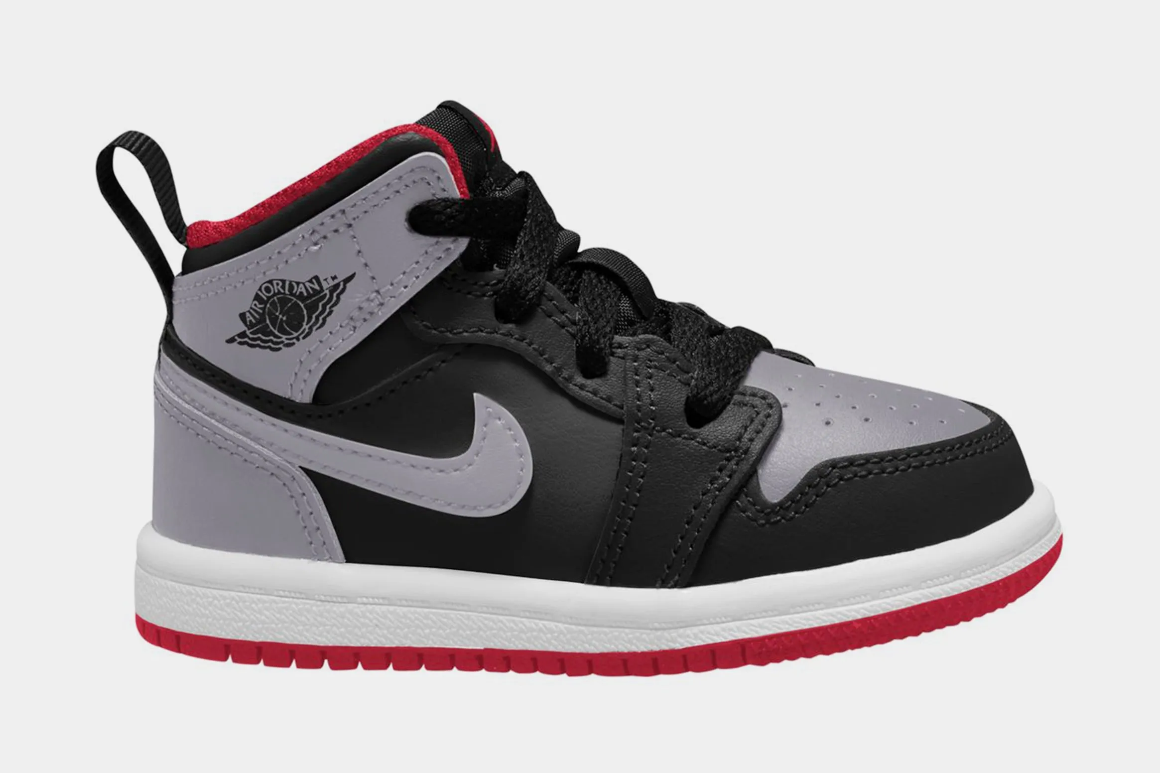 Air Jordan 1 Mid Infant Toddler Lifestyle Shoes (Black/Cement Grey/Fire Red)