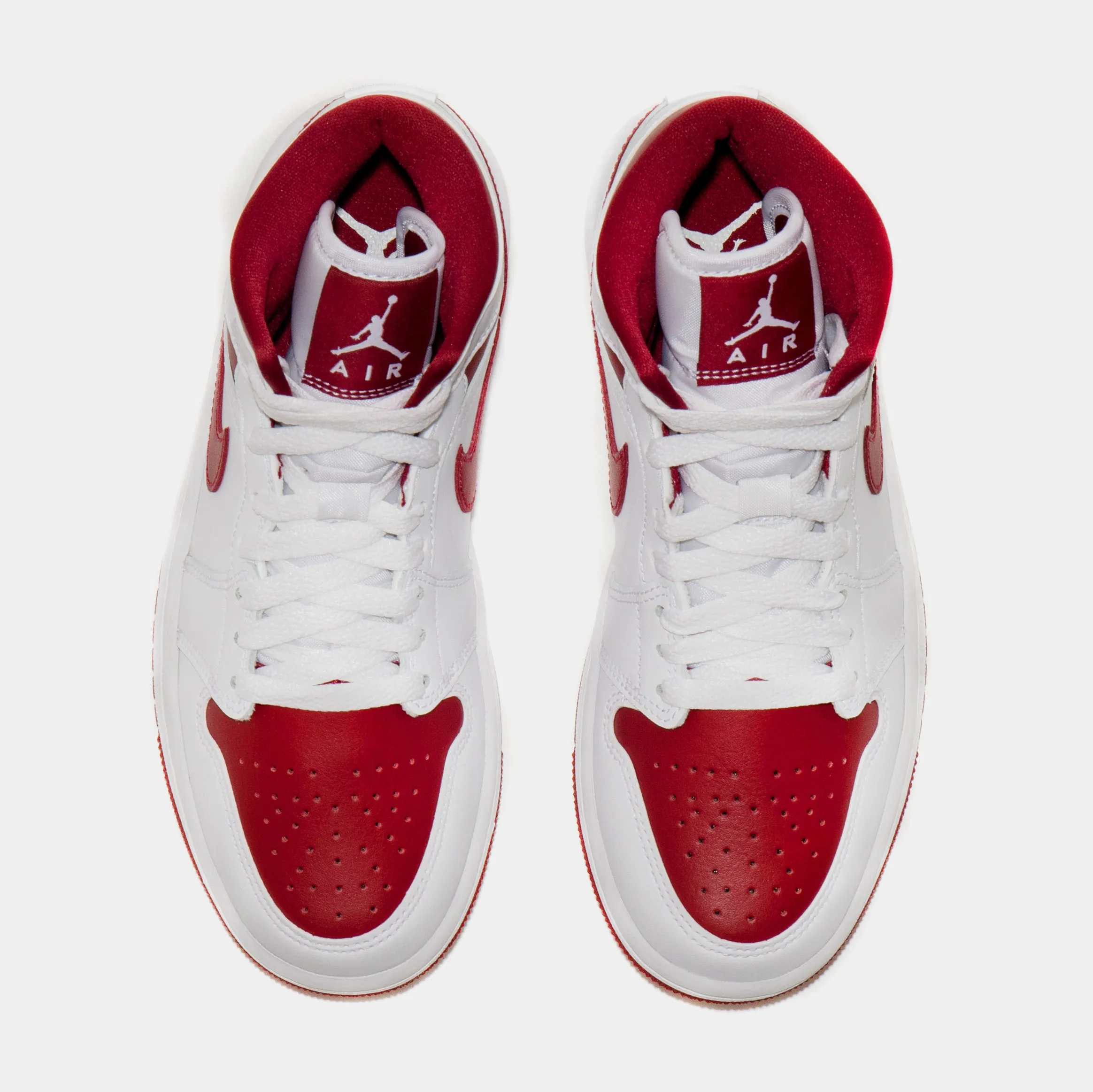 Air Jordan 1 Retro Mid Red Toe Womens Lifestyle Shoe (White/Red)