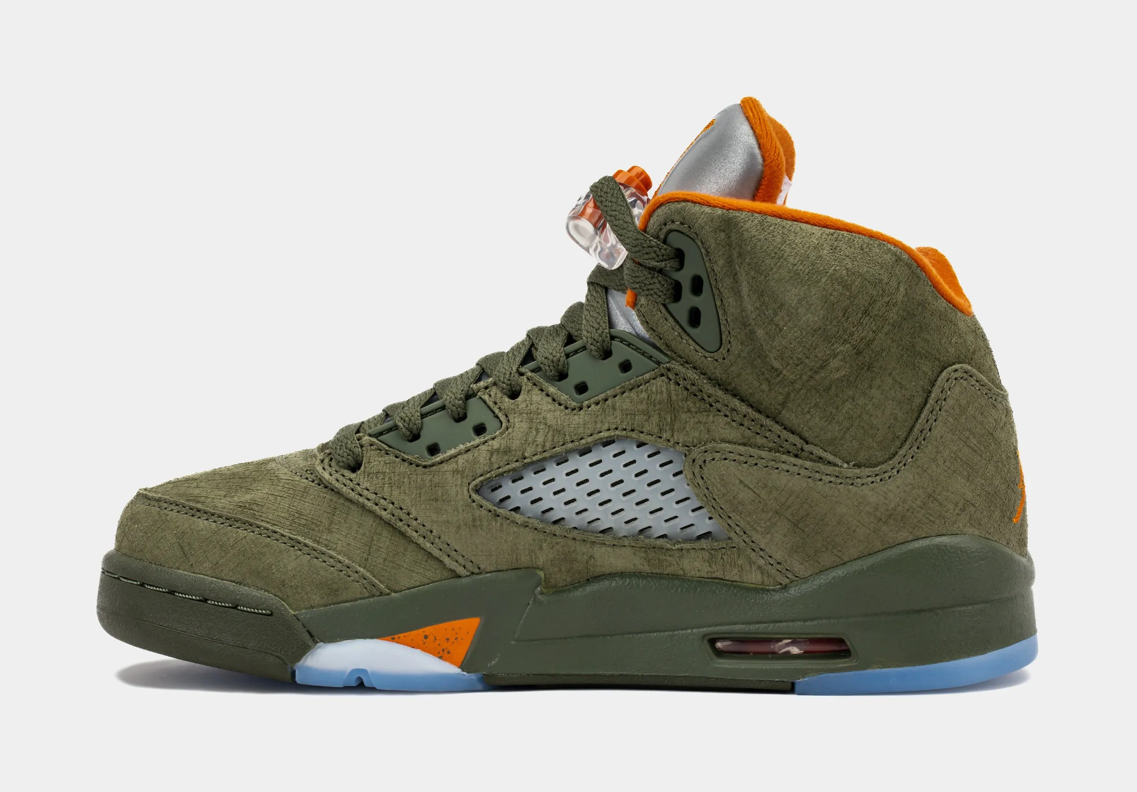 Air Jordan 5 Retro Grade School Lifestyle Shoes (Army Olive/Solar Orange)