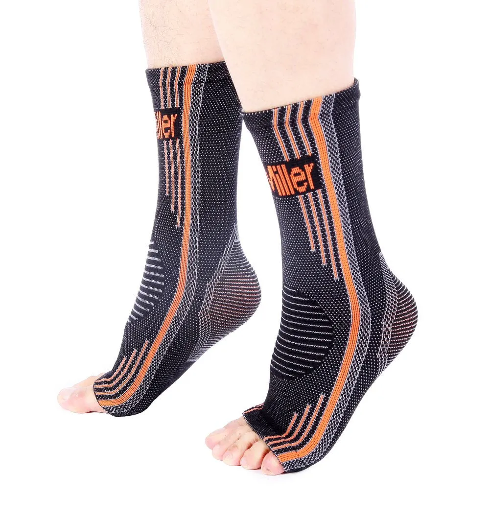 Ankle Brace Compression Support Sleeve for Plantar Fasciitis Achilles Tendonitis Foot Pain & Swelling ORANGE