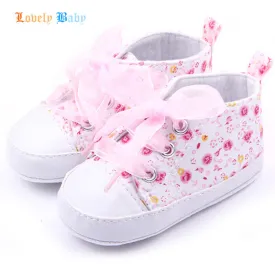 Baby Kids Girls Cotton Floral Infant Soft Sole Shoes Toddler First Walker 3 Colors