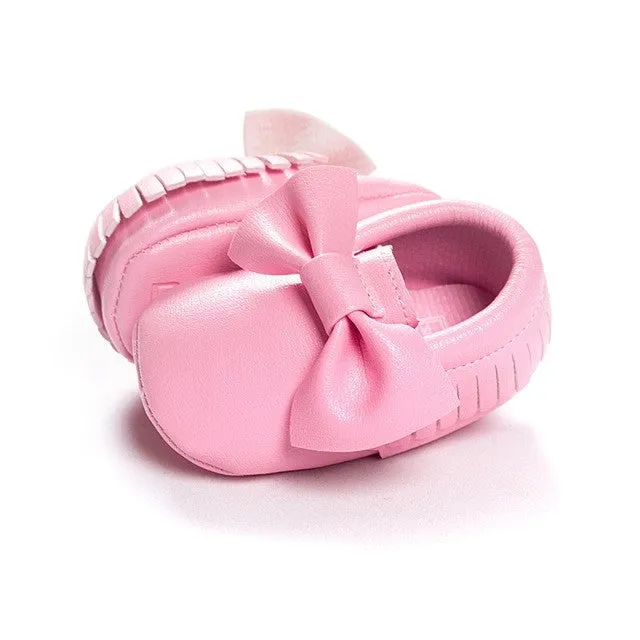 Baby Moccasins Kids Girls Party Princess Casual Shoes PU Soft Flats Bow 14 Colors Baby Girl Shoes First Walkers