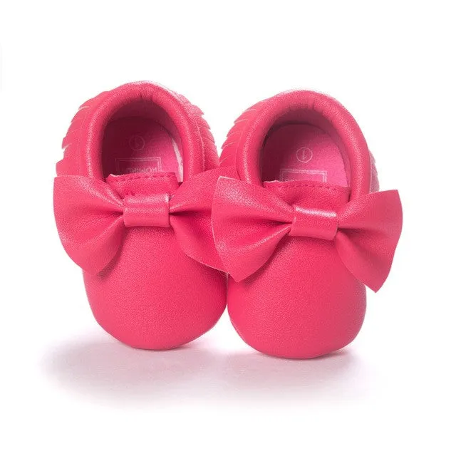 Baby Moccasins Kids Girls Party Princess Casual Shoes PU Soft Flats Bow 14 Colors Baby Girl Shoes First Walkers