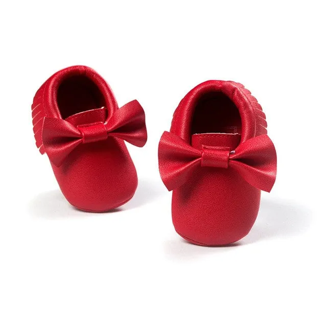 Baby Moccasins Kids Girls Party Princess Casual Shoes PU Soft Flats Bow 14 Colors Baby Girl Shoes First Walkers