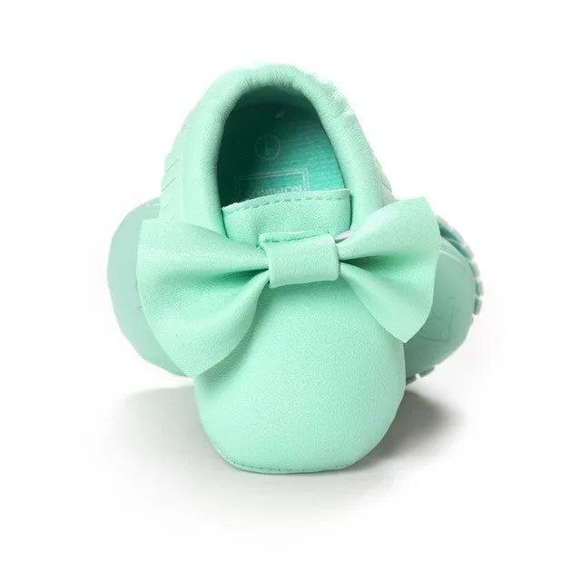 Baby Moccasins Kids Girls Party Princess Casual Shoes PU Soft Flats Bow 14 Colors Baby Girl Shoes First Walkers