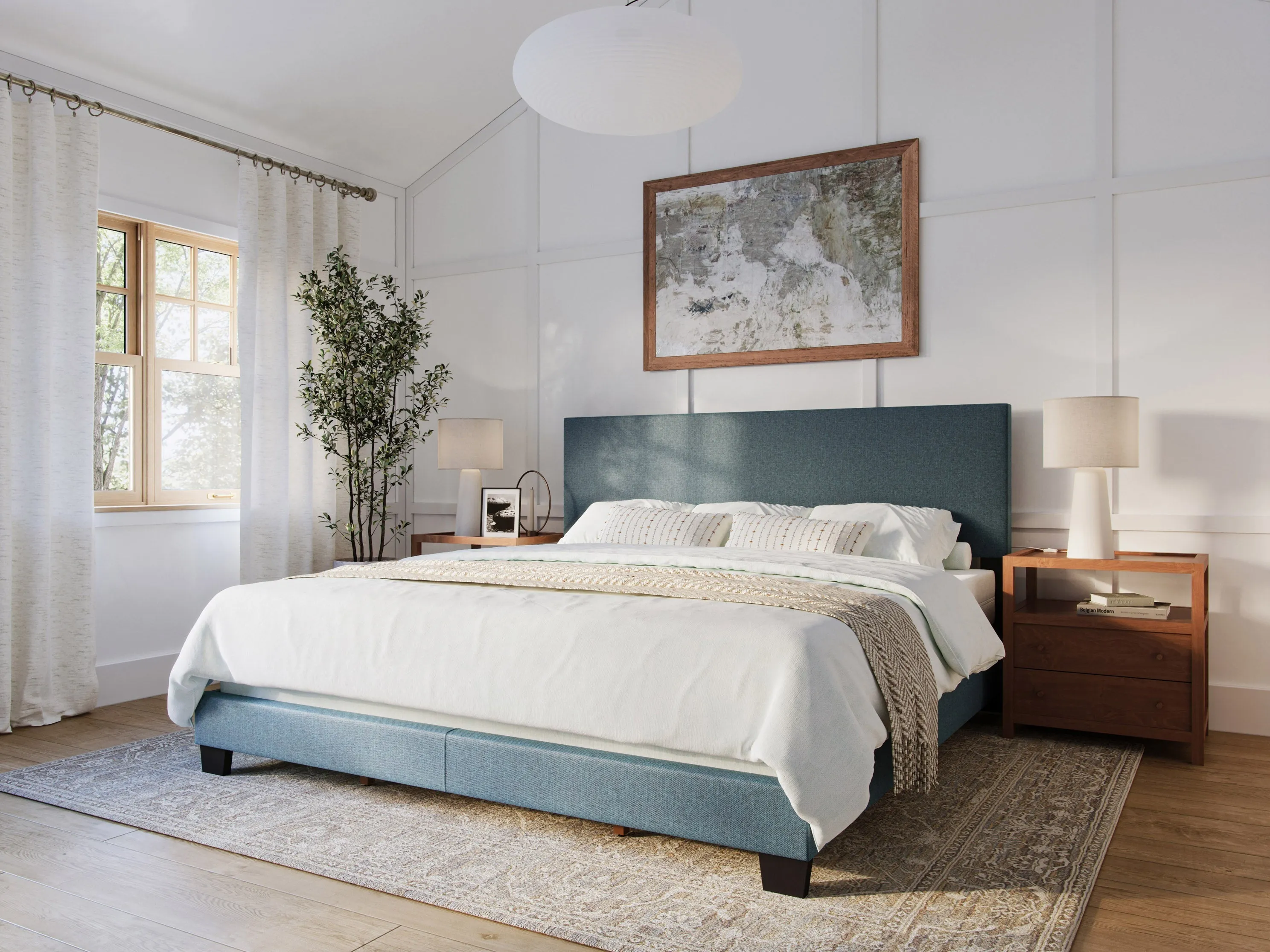 Blue Modern King Bed