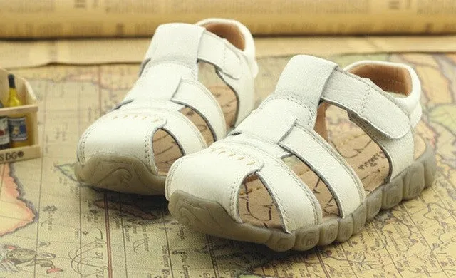 Children shoes genuine leather cowhide sandals half hole single shoes casual comfortable summer male