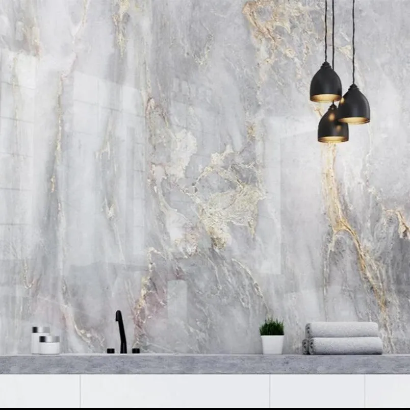 Custom Wallpaper Mural Dark Gray Marble Effect Wallcovering (㎡)