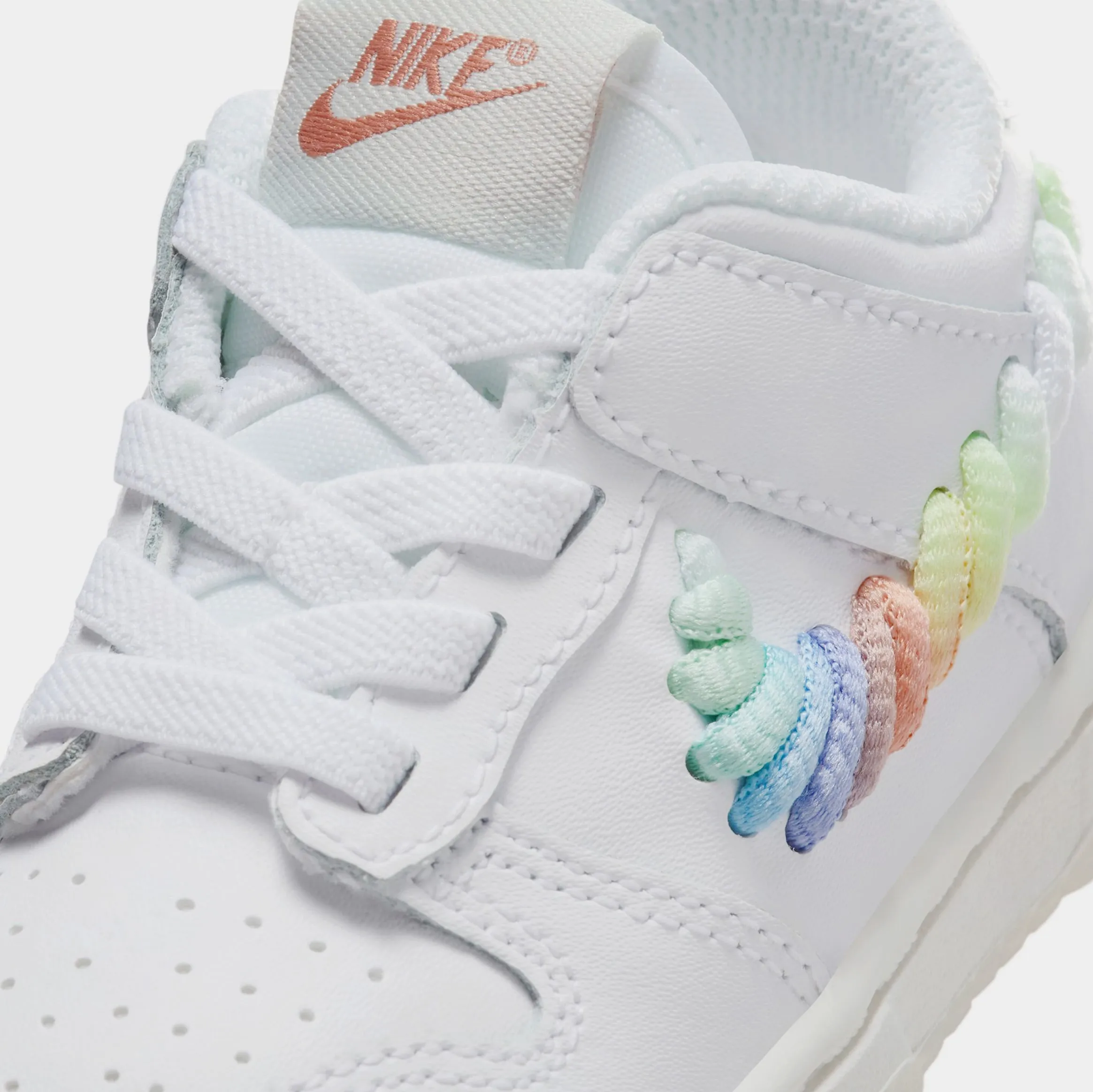 Dunk Low SE Rainbow Swoosh Infant Toddler Lifestyle Shoes (White/Multi Color/Dark Pony/Light Silver)