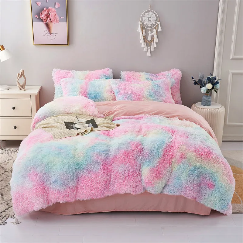 Fluffy Mink Gradient Color Bedding