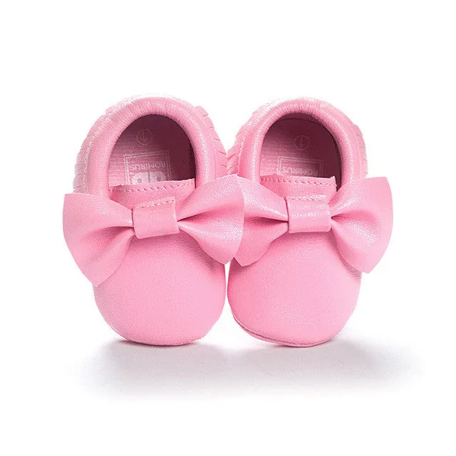 Handmade Soft Bottom Fashion Tassels Baby Moccasin Newborn Babies Shoes 19-colors PU leather Prewalkers Boots