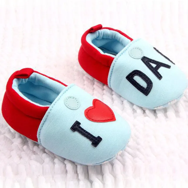 Lovely Toddler First Walkers Baby shoes Round Toe Flats Soft Slippers Shoes I Love MOM/DAD