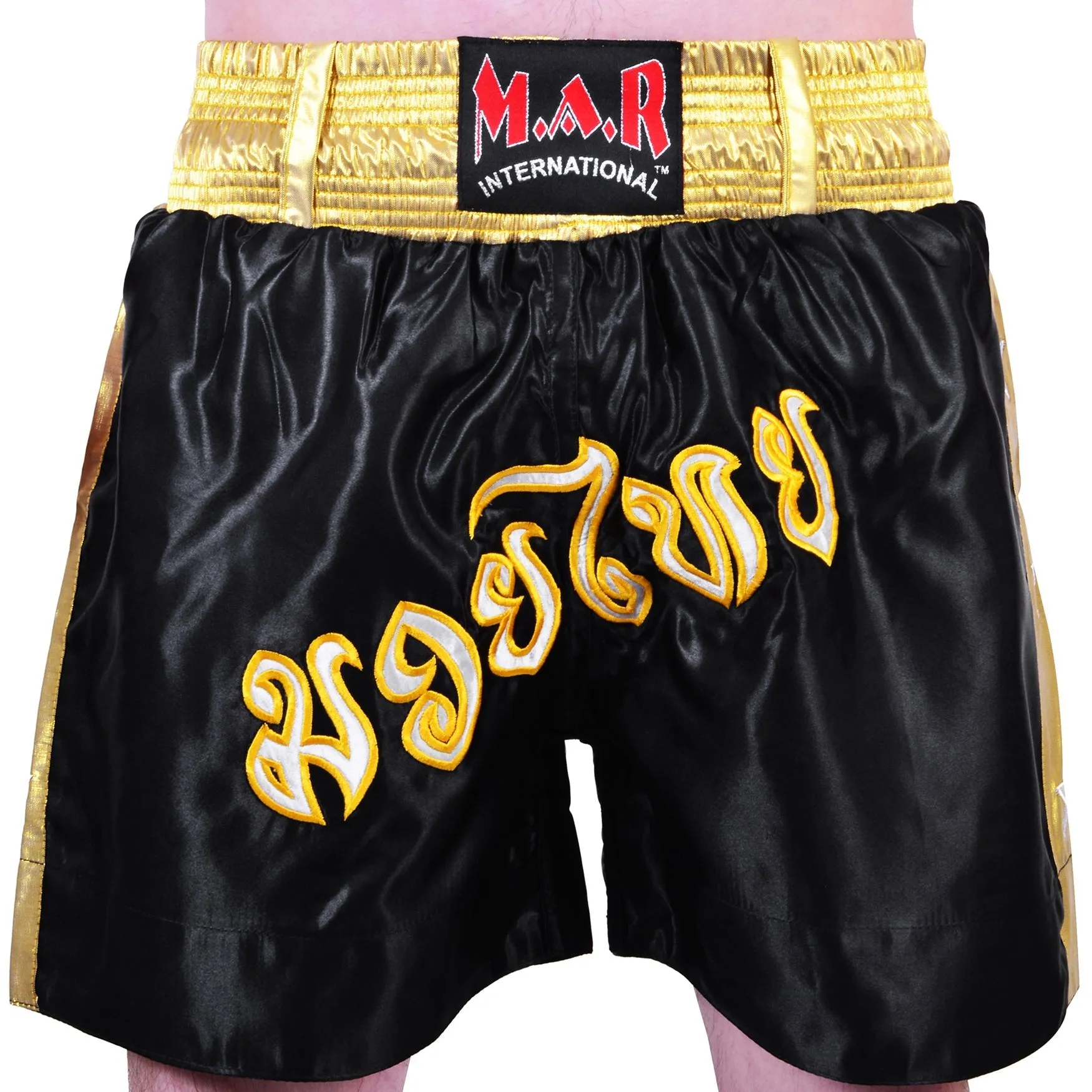 MAR-091D | Black & Yellow Kickboxing & Thai Boxing Shorts