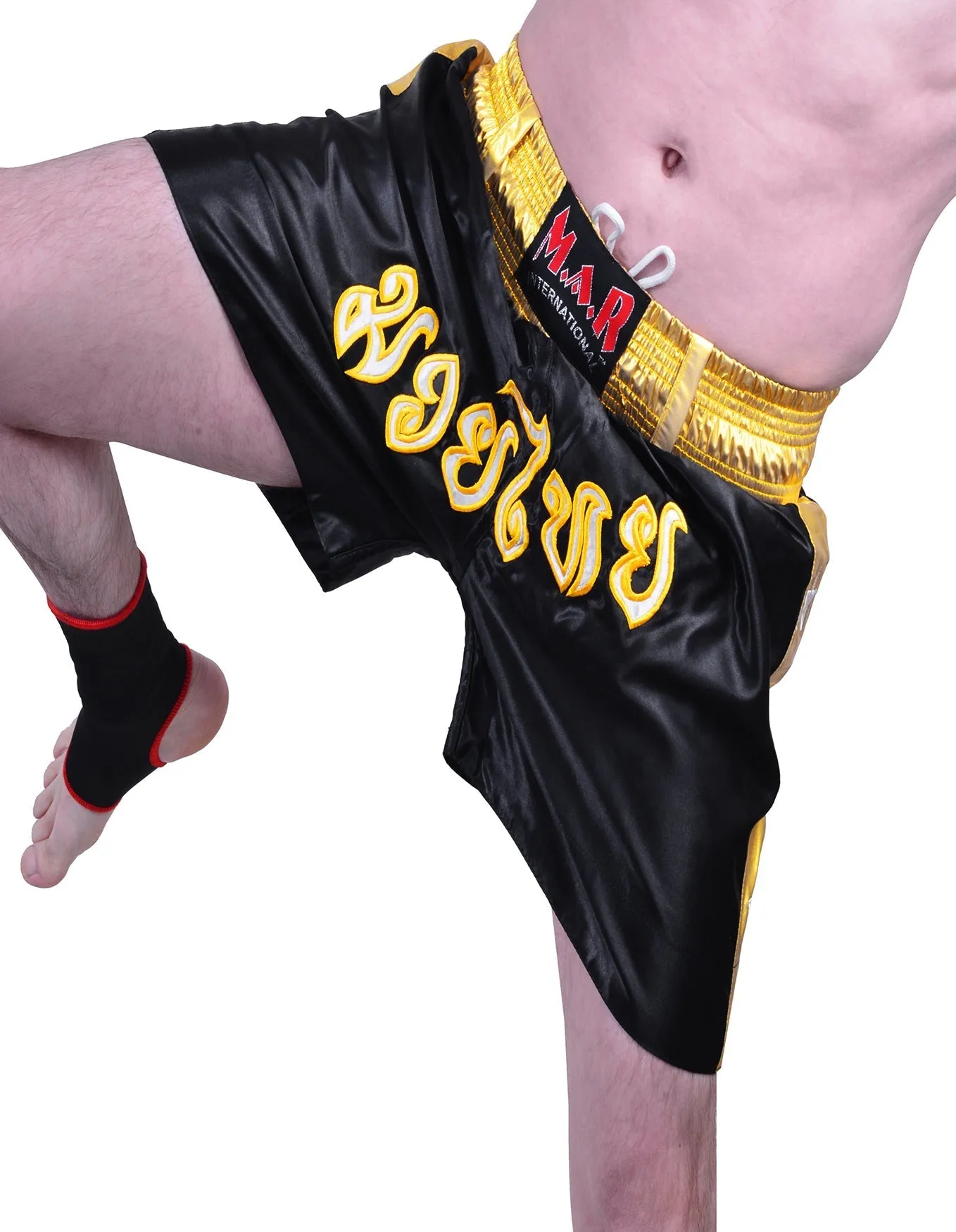 MAR-091D | Black & Yellow Kickboxing & Thai Boxing Shorts