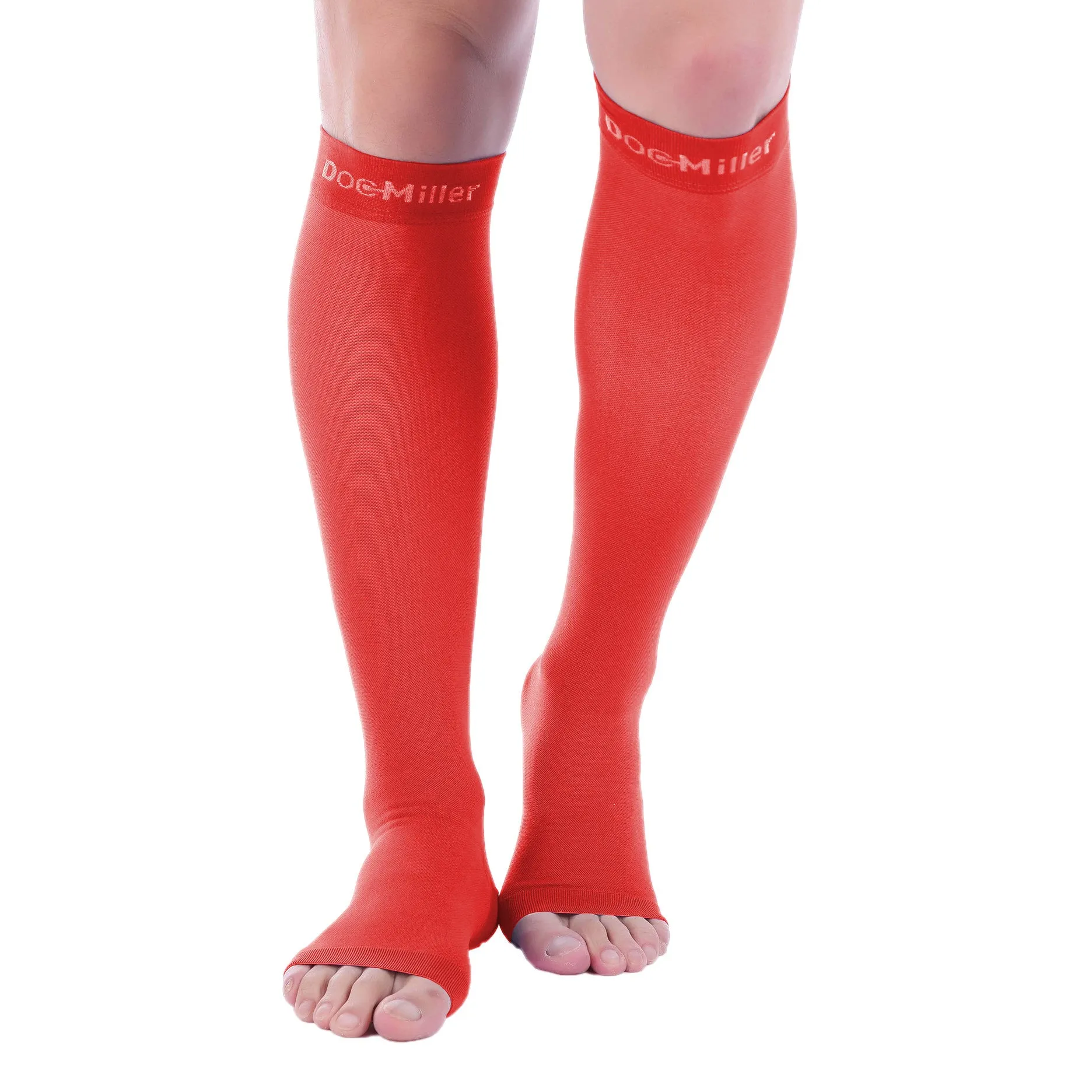 Open Toe Compression Sleeve 15-20 mmHg RED by Doc Miller