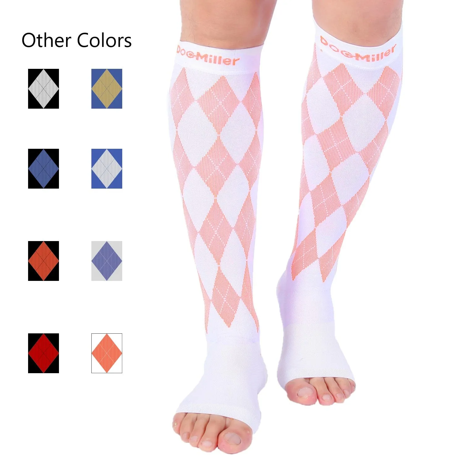 Open Toe Compression Socks 20-30 mmHg Argyle