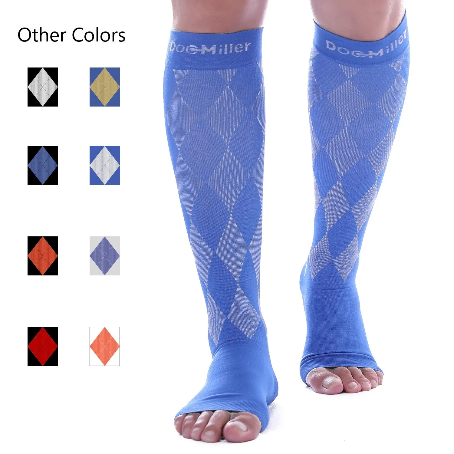 Open Toe Compression Socks 20-30 mmHg Argyle