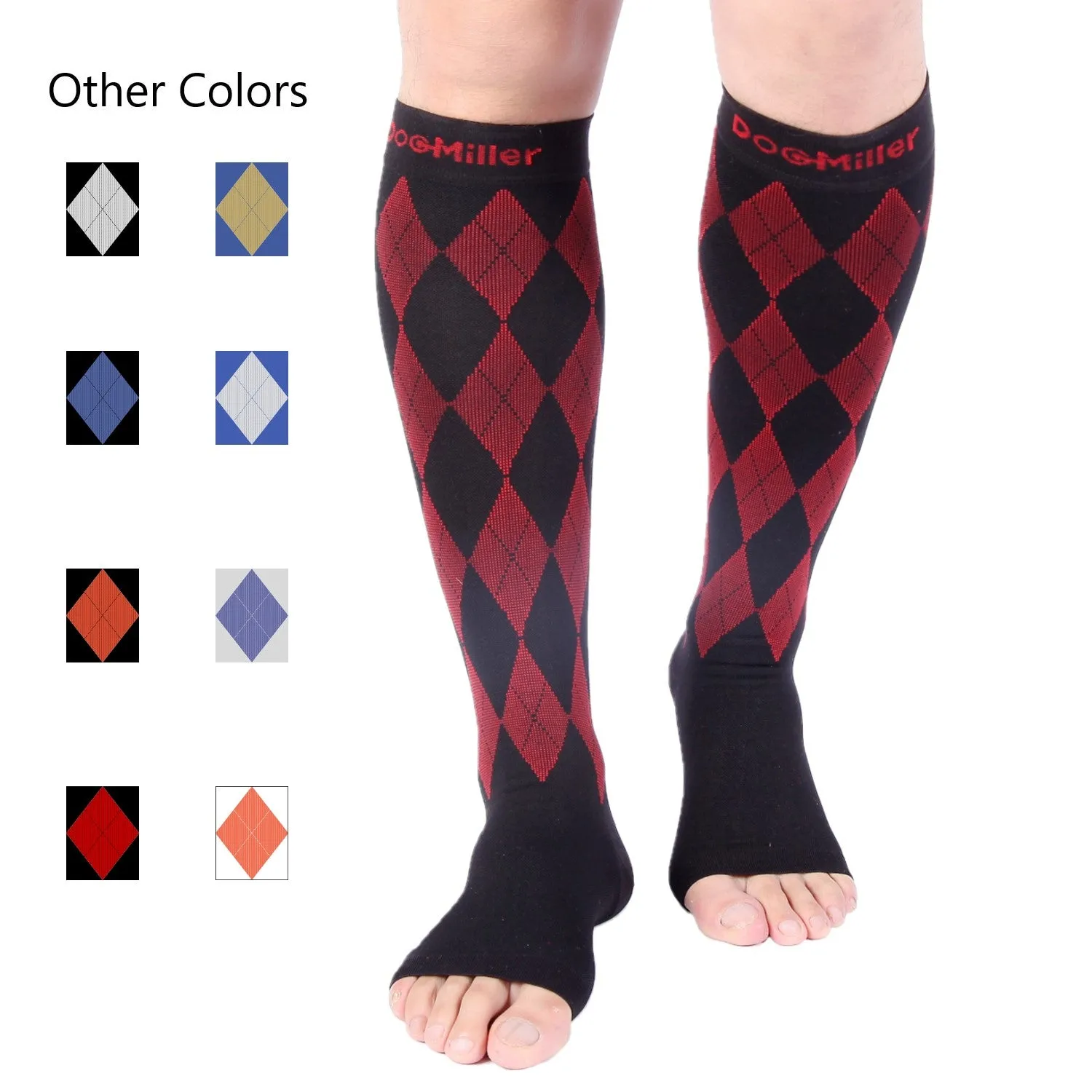 Open Toe Compression Socks 20-30 mmHg Argyle