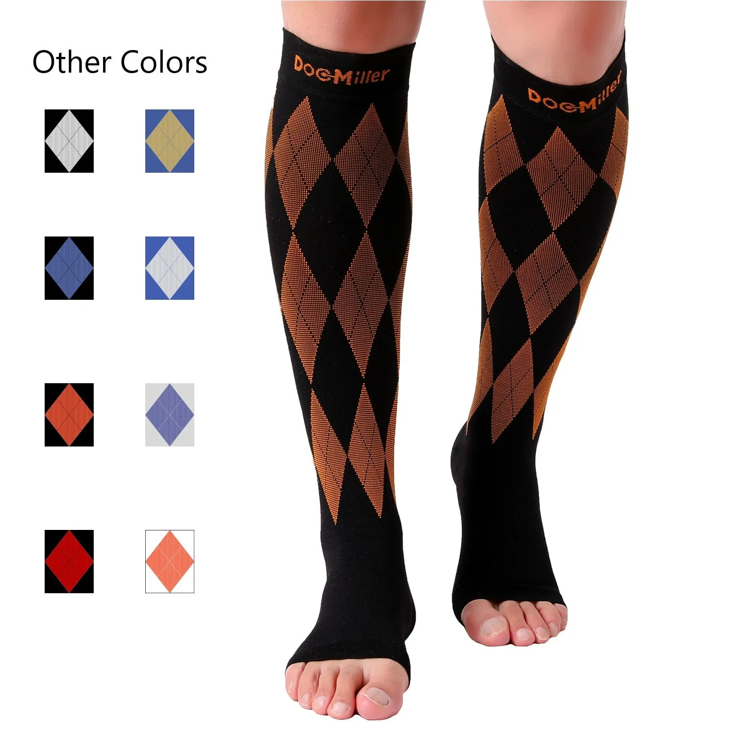 Open Toe Compression Socks 20-30 mmHg Argyle