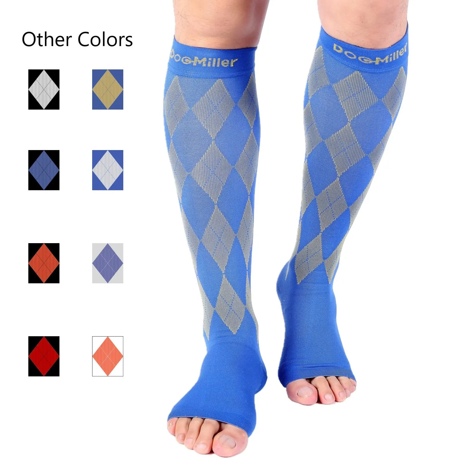 Open Toe Compression Socks 20-30 mmHg Argyle