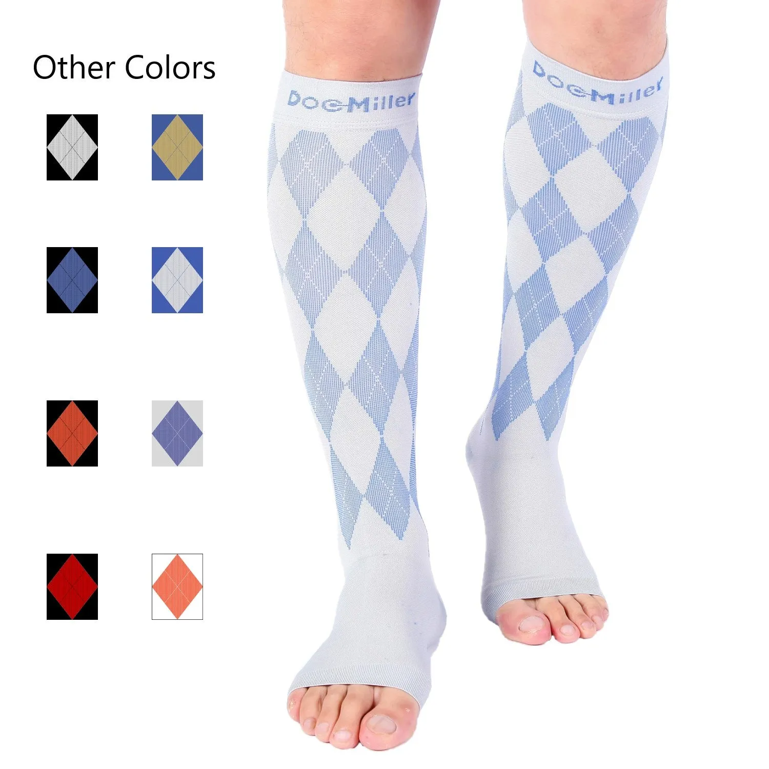 Open Toe Compression Socks 20-30 mmHg Argyle