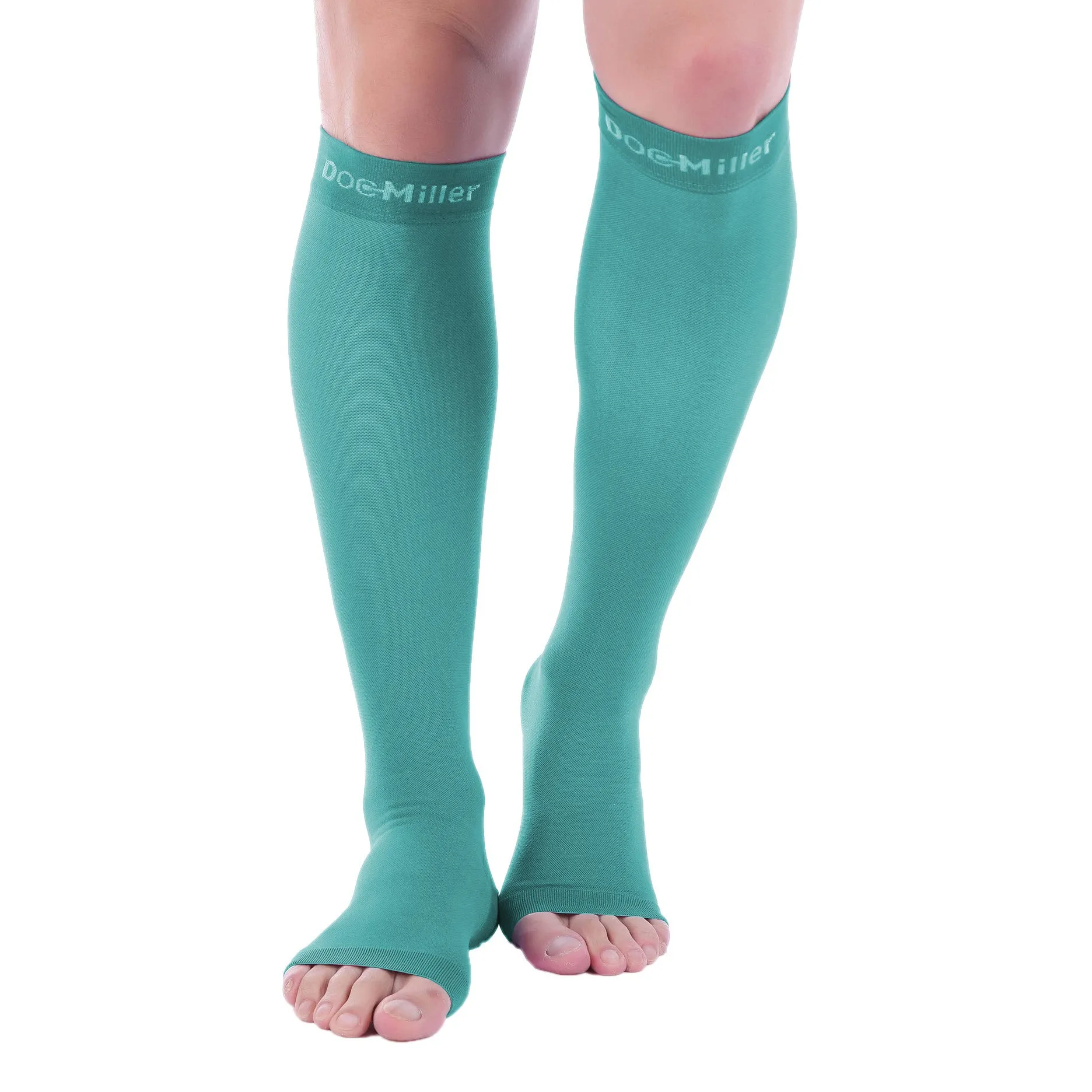 Open Toe Compression Socks 20-30 mmHg TEAL by Doc Miller