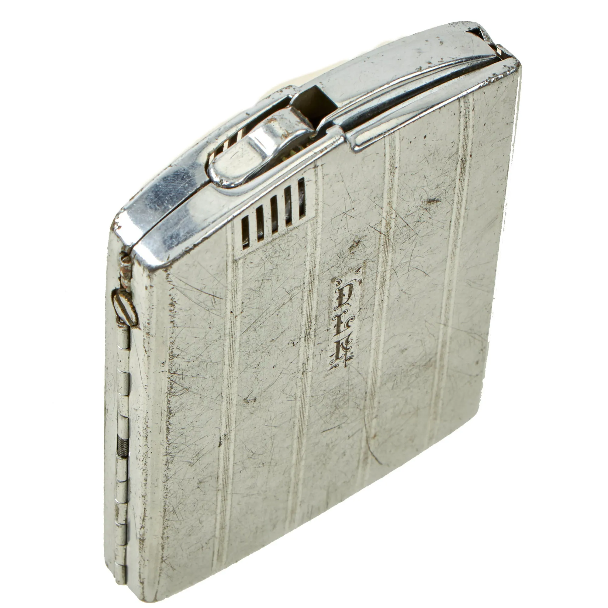 Original U.S. WWII Ronson Cigarette Lighter/Case Combo Name Engraved To Women's Army Auxiliary Corps (WAAC) Member Dorothy Ford