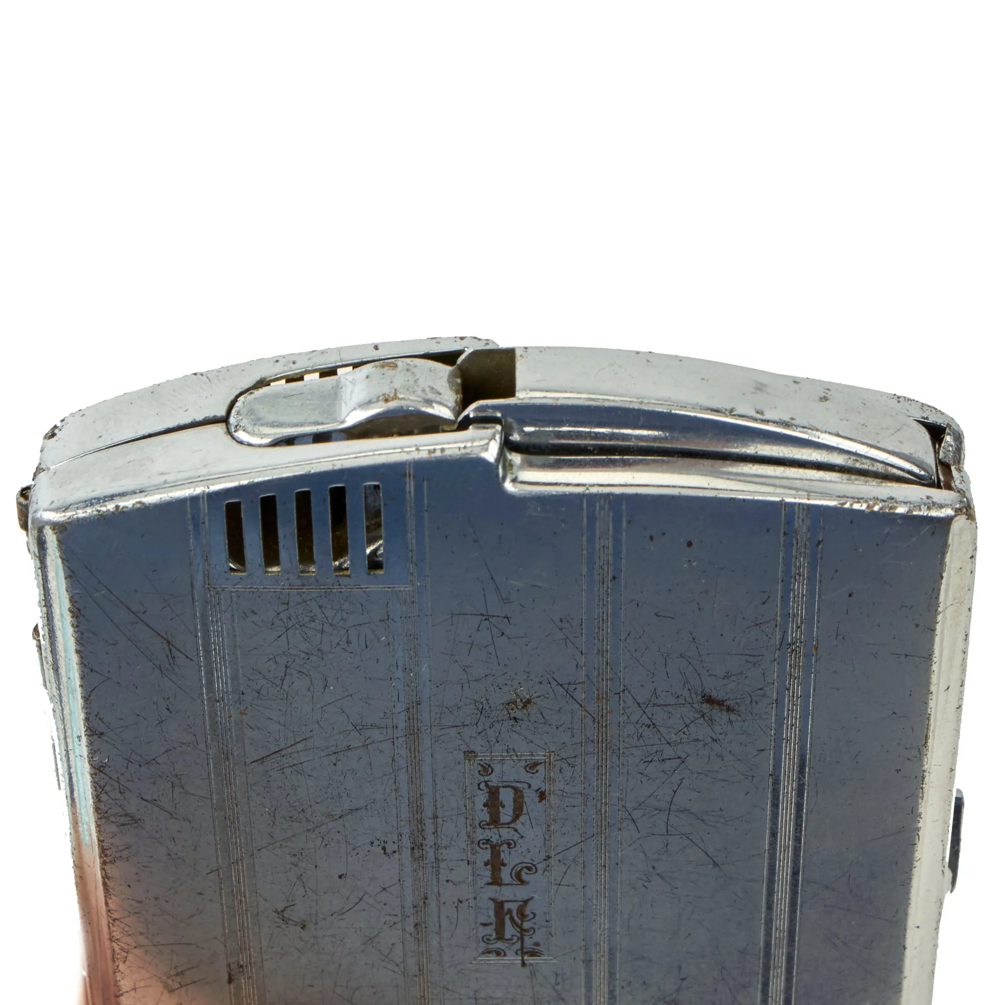 Original U.S. WWII Ronson Cigarette Lighter/Case Combo Name Engraved To Women's Army Auxiliary Corps (WAAC) Member Dorothy Ford