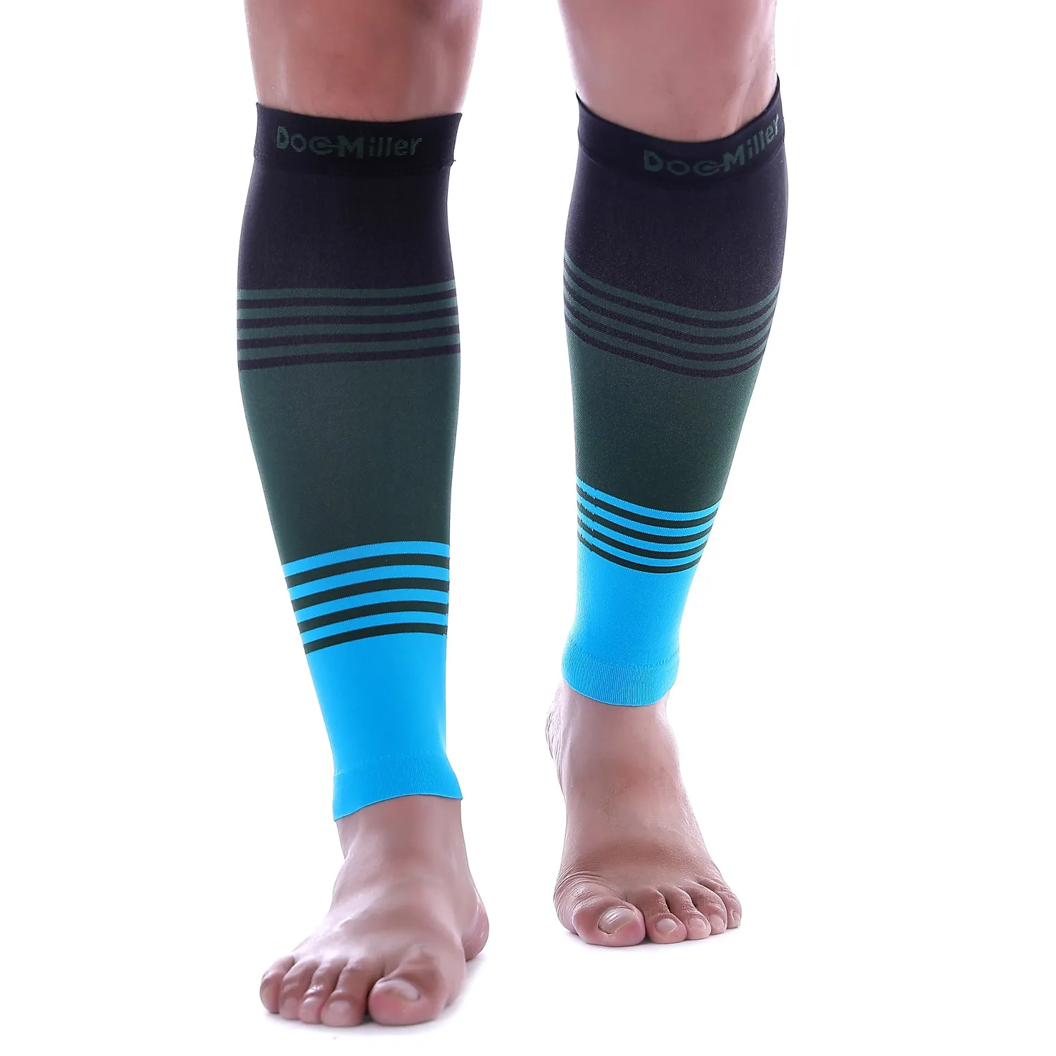 Premium Calf Compression Sleeve 20-30 mmHg BLACK/GREEN/BLUE by Doc Miller