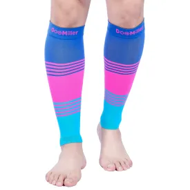 Premium Calf Compression Sleeve 20-30 mmHg BLUE/PINK/BLUE by Doc Miller