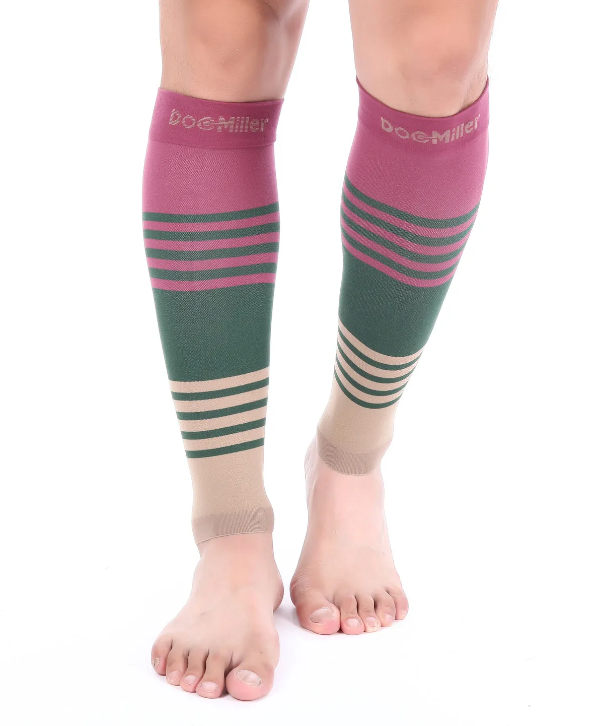 Premium Calf Compression Sleeve 20-30 mmHg MAROON/GREEN/TAN by Doc Miller