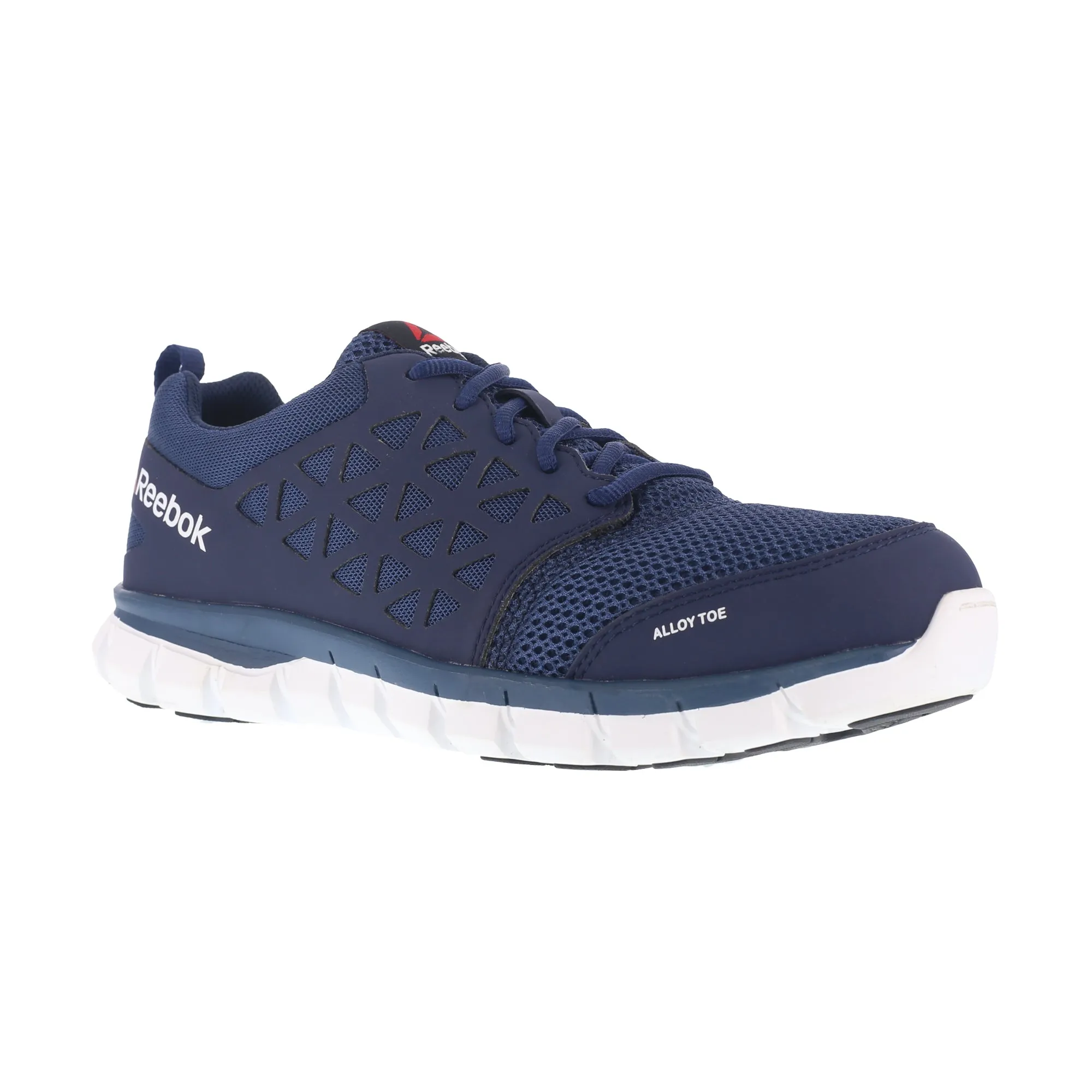 Reebok Mens Navy Mesh Work Shoes Alloy Toe Oxfords