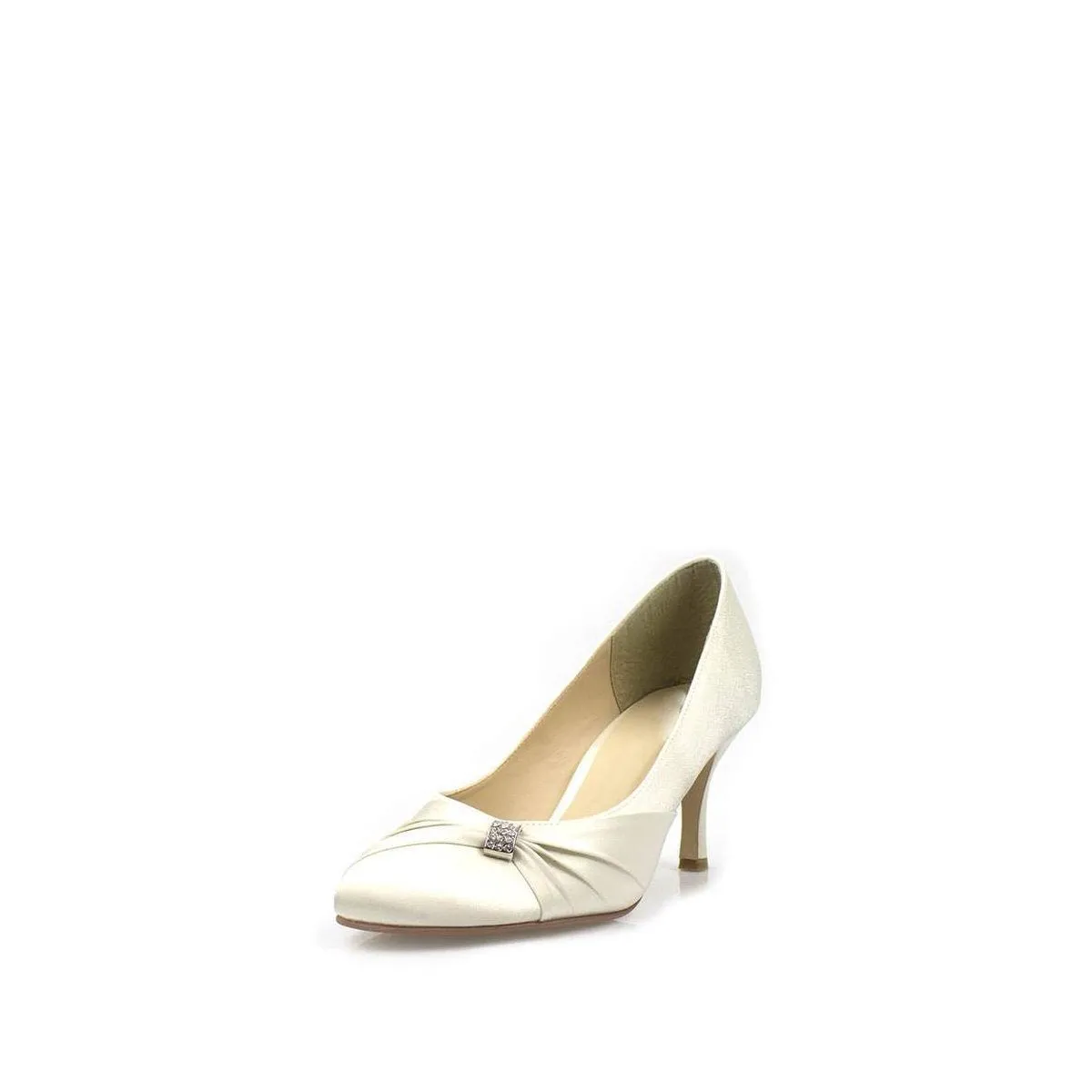 SASHA Pointed Toe Medium Heel Court Shoe With Diamante Trim