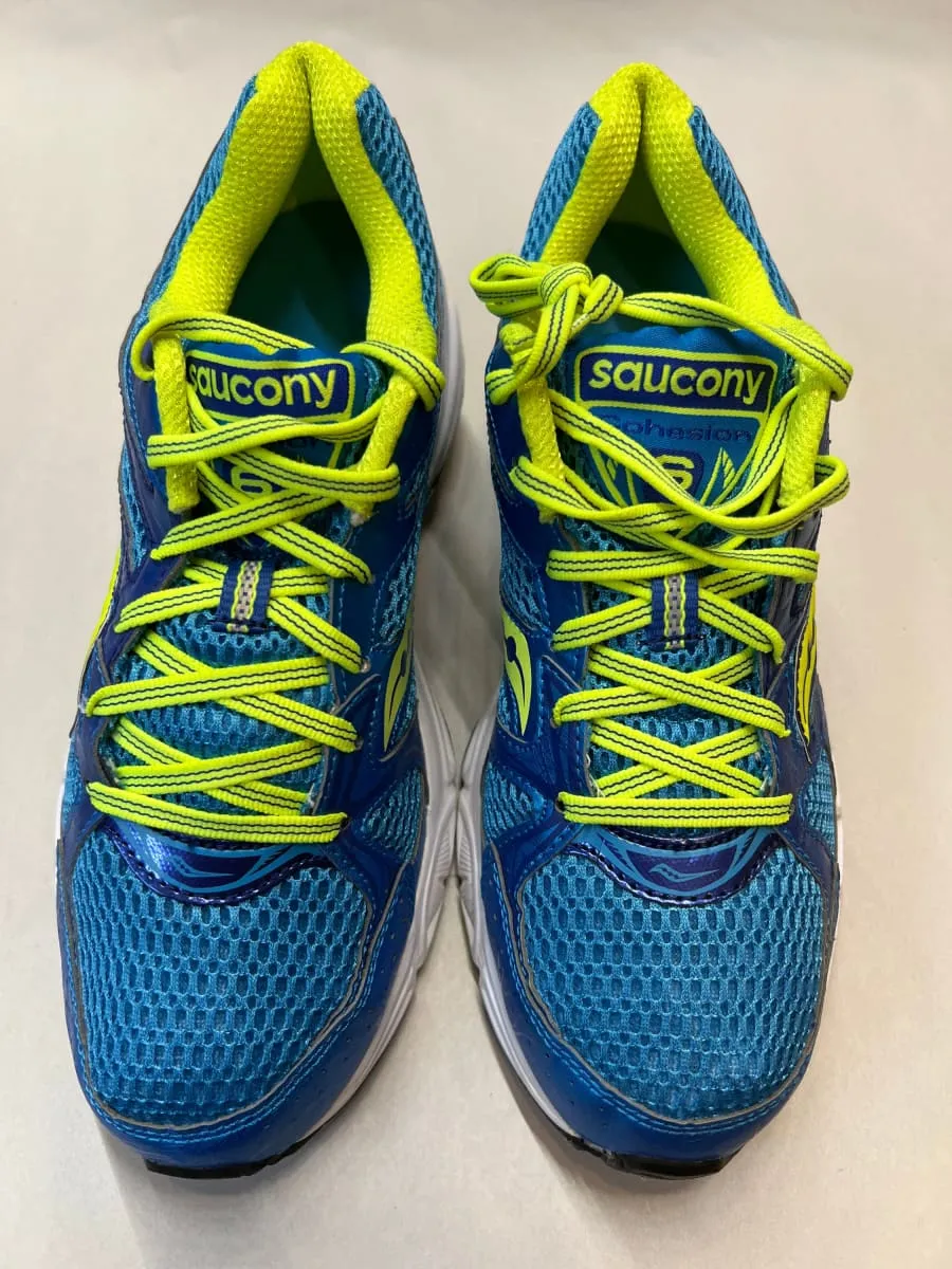 SAUCONY Women's Grid Cohesion 6 -Blue/Citron- Running Shoe - Size 9.5M Preowned