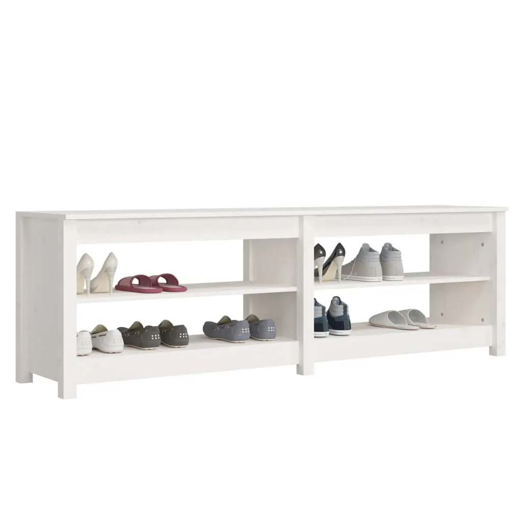 Shoe Bench White 160x36.5x50 cm Solid Wood Pine