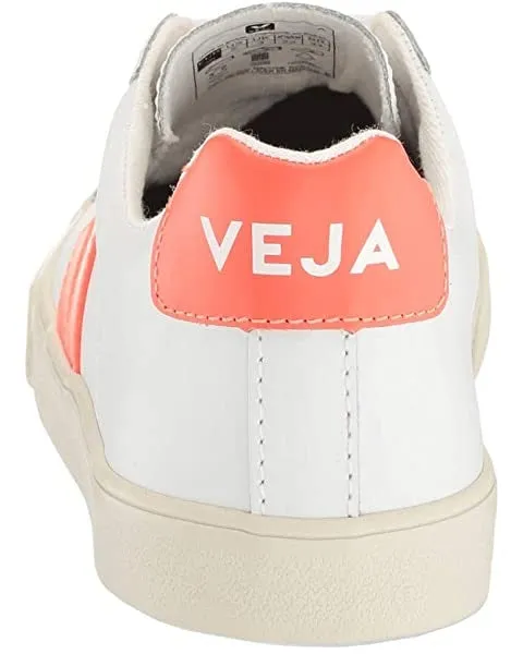 Veja Sneakers - Esplar Logo Leather Extra White Orange Fluo