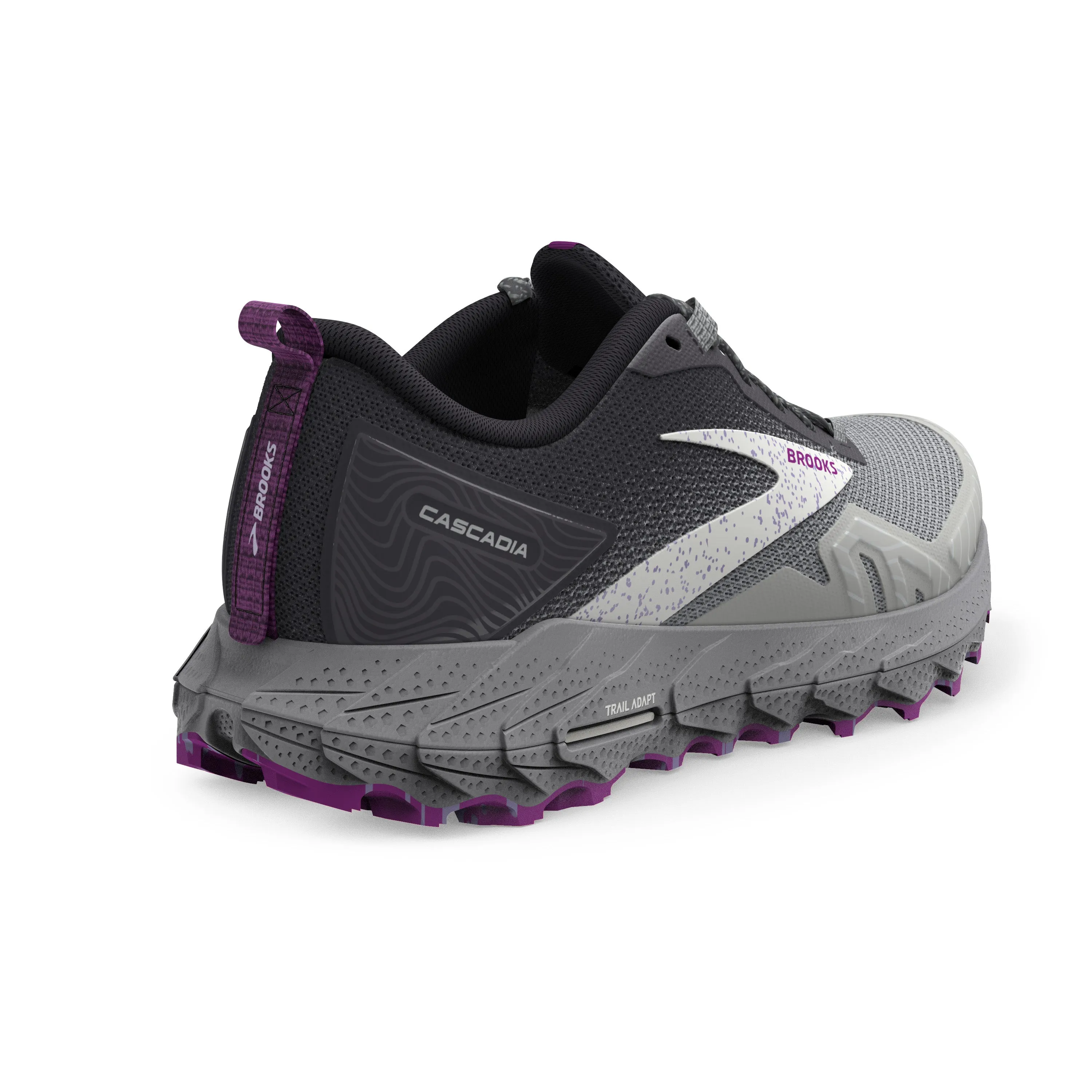 Women's Brooks Cascadia 17 Color: Oyster/Blackened Pearl/Purple