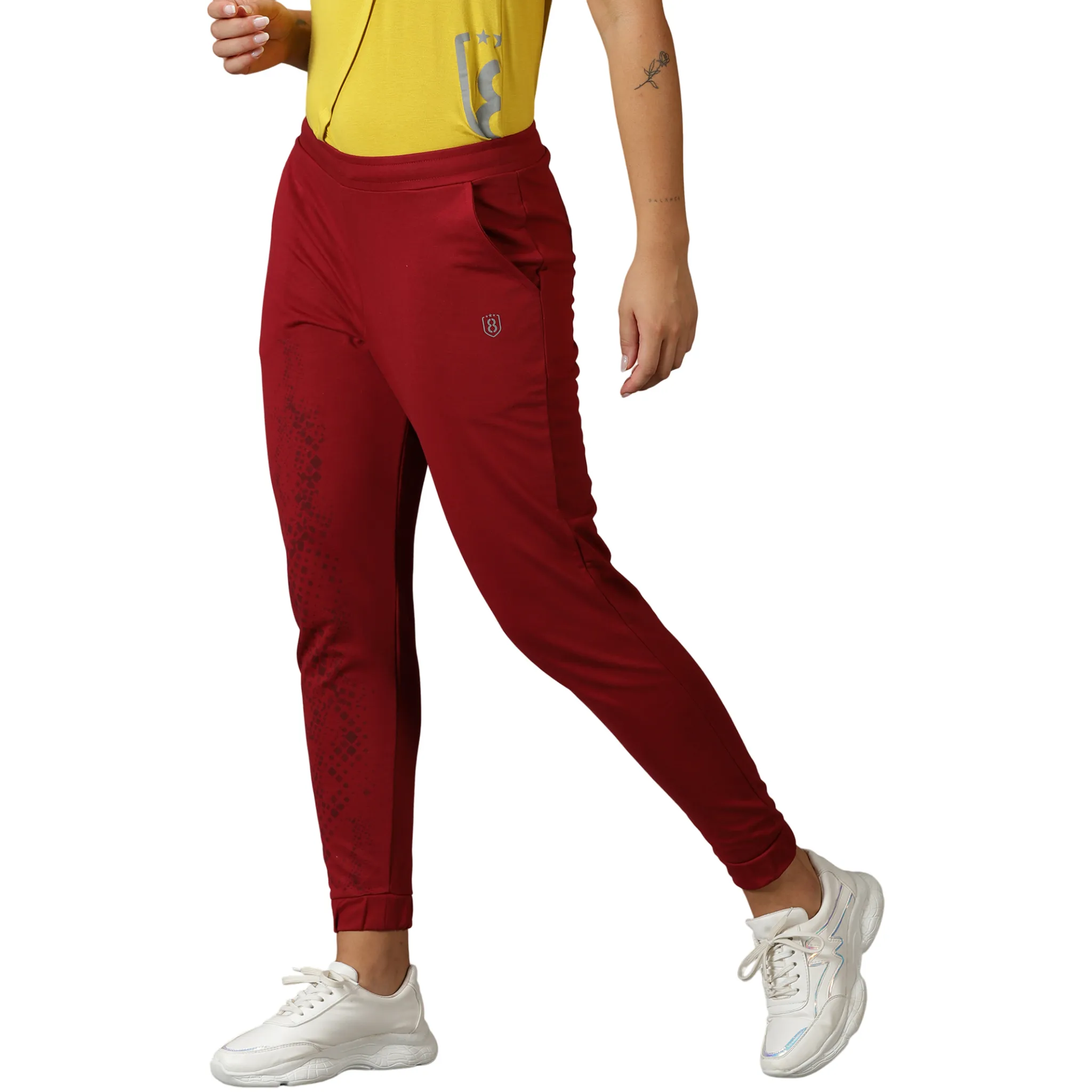 Women's Digital Print Solid Training Track Pants