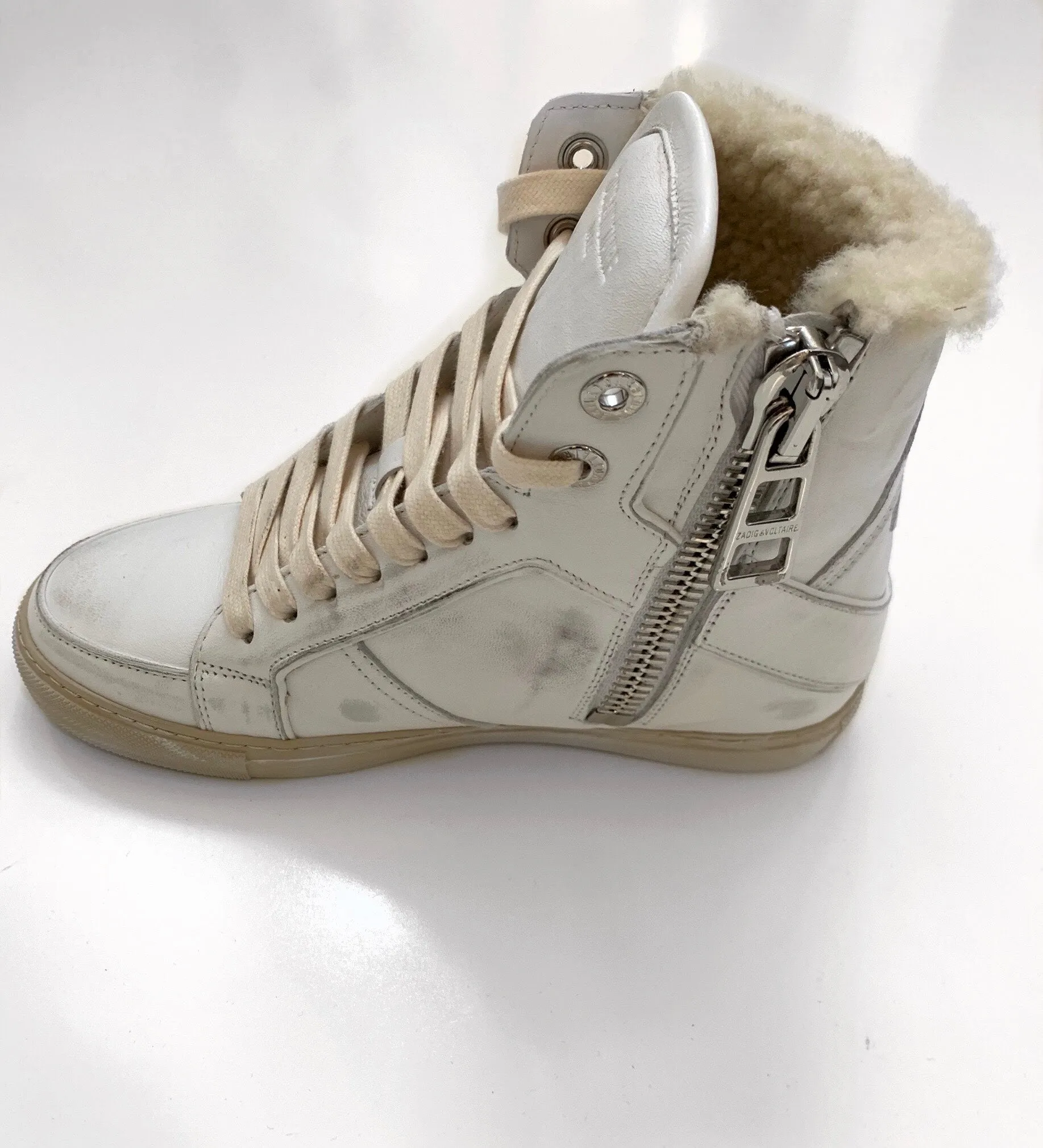 Zadig & Voltaire - High Top Sneakers Lightening Bolt in Blanc